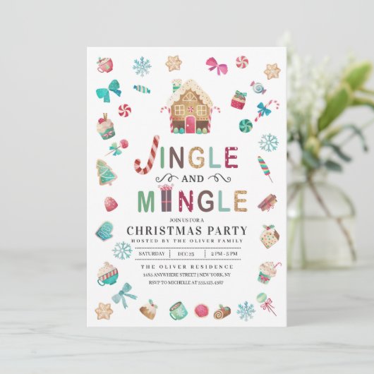 Jingle en Mingle Kerstontbijt Kaart (Staand voorkant)