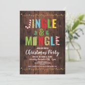 Jingle en Mingle kerstparty Feestdagen Hout Kaart (Staand voorkant)