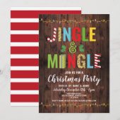 Jingle en Mingle kerstparty Feestdagen Hout Kaart (Voorkant / Achterkant)