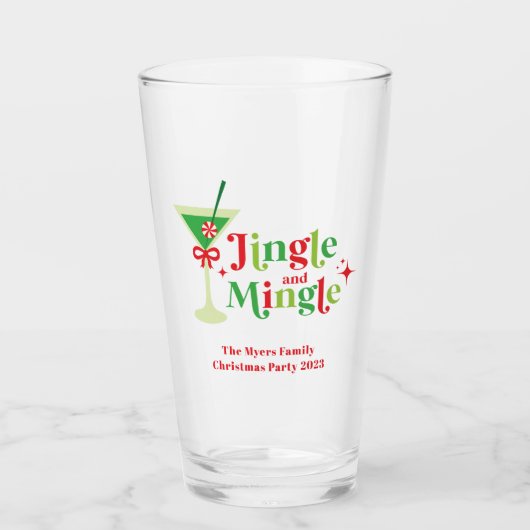 Jingle en Mingle Kerstparty Glas (Voorkant)