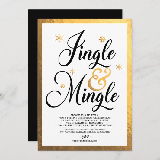 Jingle en Mingle Kerstparty Kaart (Voorkant / Achterkant)