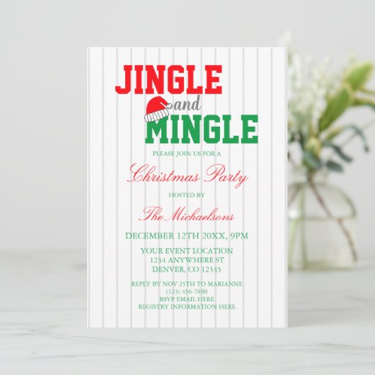 Jingle en Mingle Kerstparty Kaart (Staand voorkant)
