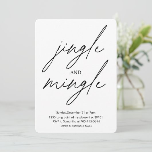 Jingle en Mingle Kerstparty Kaart (Staand voorkant)