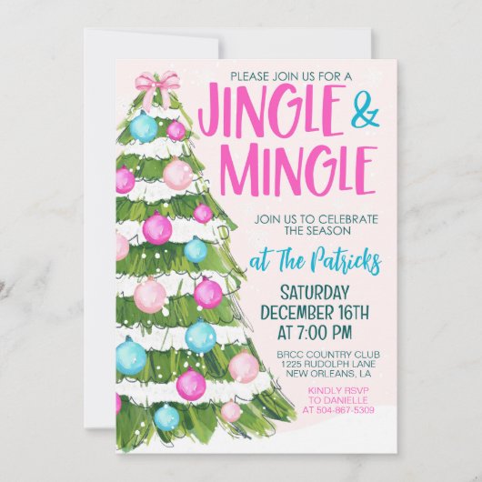 Jingle en Mingle Kerstparty Kaart (Voorkant)