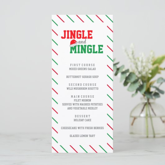 Jingle en Mingle Kerstparty Menu (Staand voorkant)