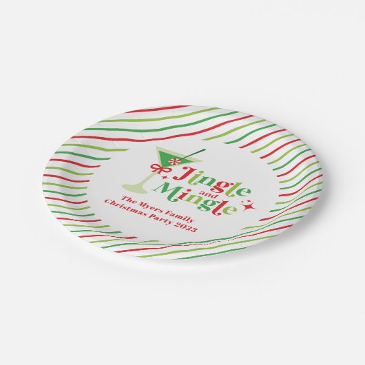 Jingle en Mingle Kerstparty Papieren Bordje (Gekanteld)