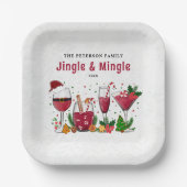 Jingle en Mingle Kerstparty Papieren Bordje (Voorkant)