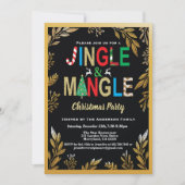 Jingle en Mingle Kerstparty, zwart en goud Kaart (Voorkant)