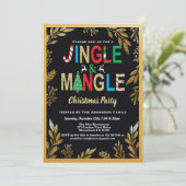 Jingle en Mingle Kerstparty, zwart en goud Kaart (Staand voorkant)