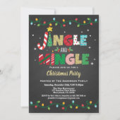 Jingle en Mingle Kerstparty, zwart en goud Kaart (Voorkant)