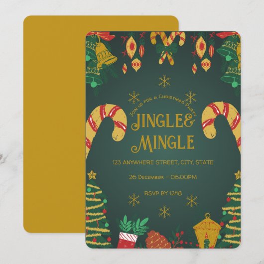 Jingle en Mingle Kerstuitnodiging Kaart (Voorkant / Achterkant)
