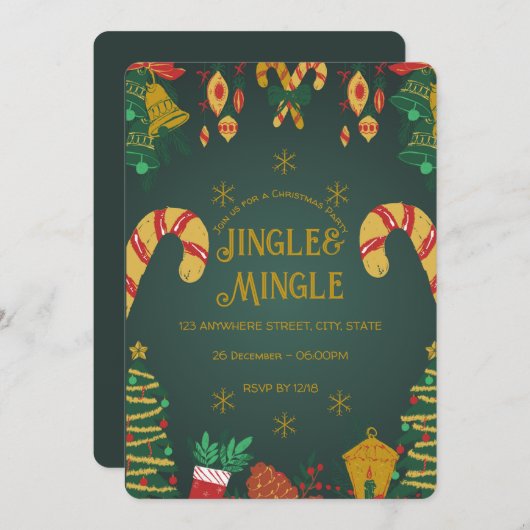 Jingle en Mingle Kerstuitnodiging Kaart (Voorkant / Achterkant)