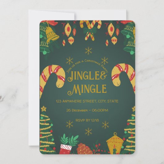 Jingle en Mingle Kerstuitnodiging Kaart (Voorkant)