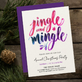 Jingle en Mingle Modern Paarse roze penseelscript Kaart
