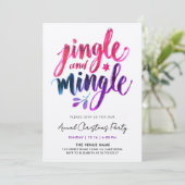 Jingle en Mingle Modern Paarse roze penseelscript Kaart (Staand voorkant)