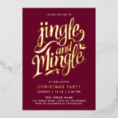 Jingle en Mingle Moderne Bourgondische gouden kall Folie Uitnodiging (Voorkant)