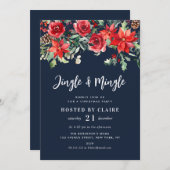 Jingle en Mingle Navy Blue Kerstfeest Kaart (Voorkant / Achterkant)