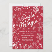 Jingle en Mingle Party Uitnodigen, Kerstfeest Kaart (Voorkant)