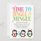 Jingle en Mingle Penguin Fun kerstparty Kaart (Voorkant)
