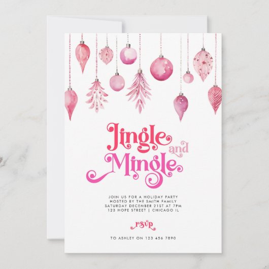 Jingle en Mingle Pink kerstfeest Kaart (Voorkant)