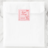 Jingle en Mingle Roze Rode lint Vierkante Sticker (Tas)