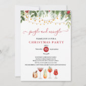 Jingle en Mingle Snaar Kerst Cocktail Feestje Kaart (Voorkant)