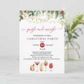 Jingle en Mingle Snaar Kerst Cocktail Feestje Kaart (Staand voorkant)