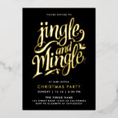 Jingle en Mingle Stijlvolle zwart goud kalligrafie Folie Uitnodiging (Voorkant)
