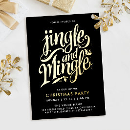 Jingle en Mingle Stijlvolle zwart goud kalligrafie Folie Uitnodiging