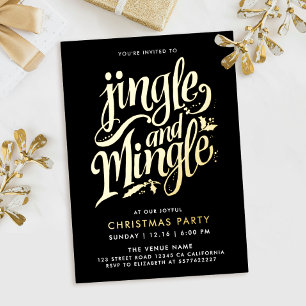 Jingle en Mingle Stijlvolle zwart goud kalligrafie Folie Uitnodiging