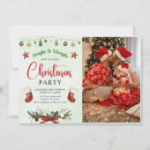 Jingle en Mingle Stocking Christmas Party Foto Kaart (Voorkant)