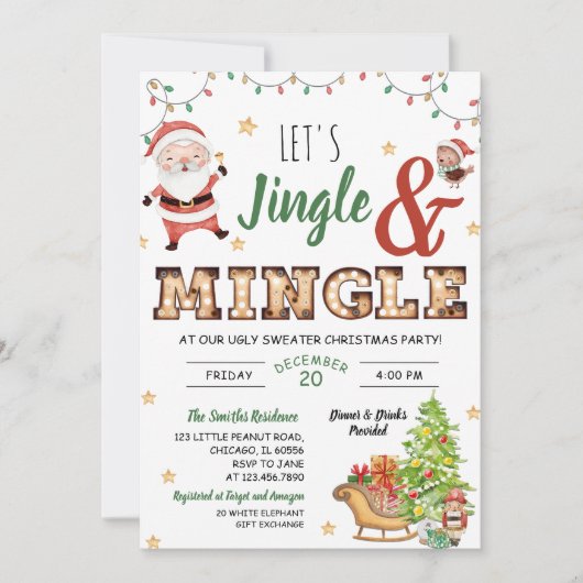 Jingle en Mingle Ugly Sweater Party Kaart (Voorkant)