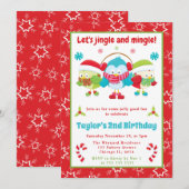 Jingle en Mingle Uilen Kerstmis Kids Verjaardag Kaart (Voorkant / Achterkant)