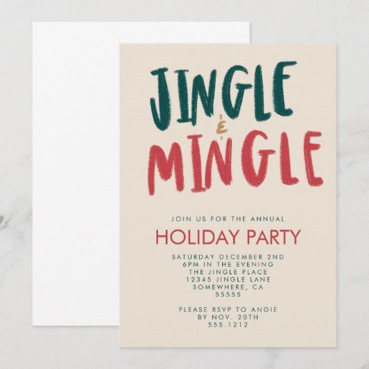 JINGLE EN MINGLE UITNODIGING (Voorkant / Achterkant)