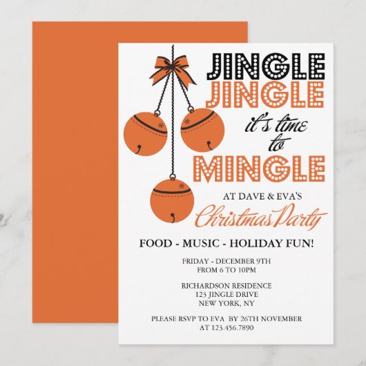 Jingle en Mingle Vakantie / Kerstfeest Kaart (Voorkant / Achterkant)