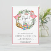 Jingle & Flamingle Kerstfeest Uitnodiging (Staand voorkant)