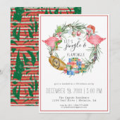 Jingle & Flamingle Kerstfeest Uitnodiging (Voorkant / Achterkant)