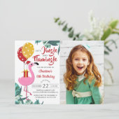 Jingle Flamingo Tropical Kerstmis, foto Kaart (Staand voorkant)