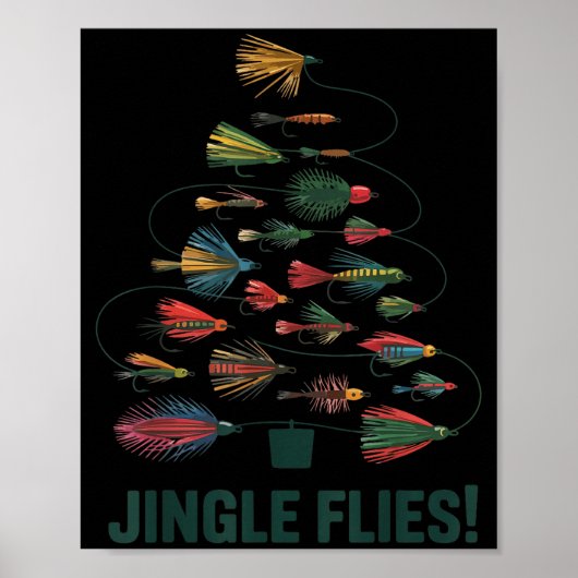 Jingle Flies Funny Fly Fishing Lure Christmas Paja Poster (Voorkant)