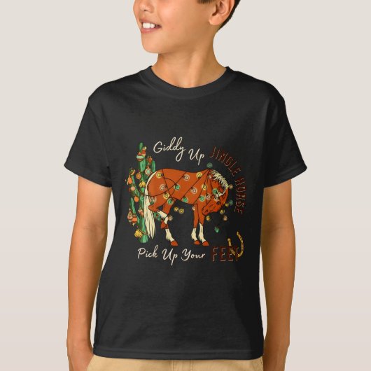 Jingle Funny Horse Ck Up Your Feet Cactus Western, T-shirt (Voorkant)