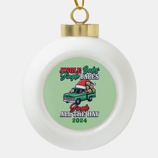 Jingle Hay Bales Keramische Bal Ornament (Voorkant)