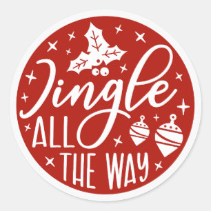 Jingle helemaal de weg Rode Kerstmis Ronde Sticker
