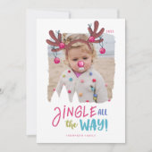 Jingle helemaal Fun Photo Reindeer Antler Bells Feestdagenkaart (Voorkant)