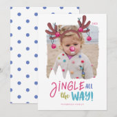 Jingle helemaal Fun Photo Reindeer Antler Bells Feestdagenkaart (Voorkant / Achterkant)