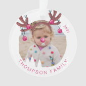 Jingle helemaal Fun Photo Reindeer Antler Bells Ornament (voorkant)