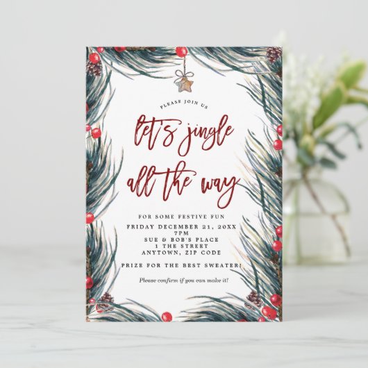 Jingle helemaal kerstfeest uitnodiging (Staand voorkant)