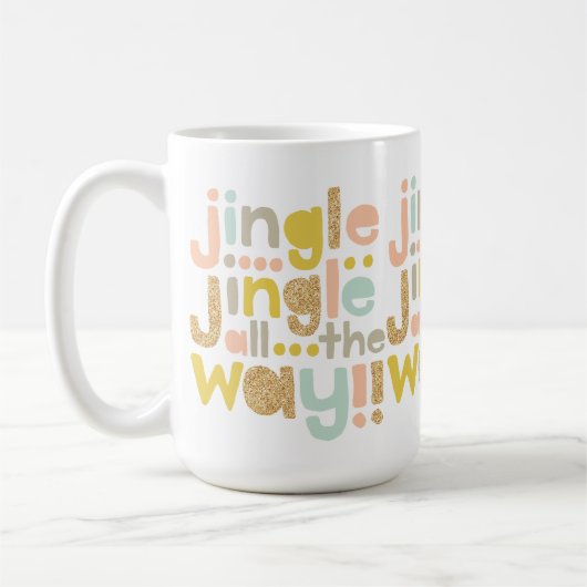 Jingle helemaal | Kleurrijke trendy typografisch Koffiemok (Links)