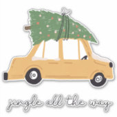 Jingle helemaal naar auto en kerstboomvakantie sticker (Voorkant)