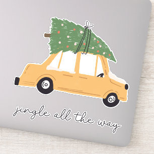 Jingle helemaal naar auto en kerstboomvakantie sticker
