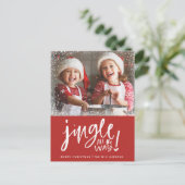 Jingle helemaal onderweg | Moderne kerstkaart Briefkaart (Staand voorkant)